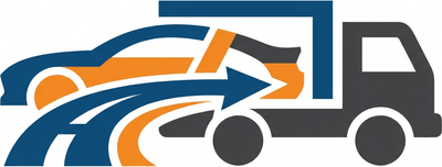 Стилизованный логотип транспортной компании АтрИнфо Транс, чистый современный дизайн, векторная графика.